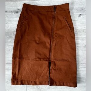 Women’s Rust Brown Zip-Front Skirt
